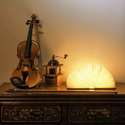 LED Wooden Book Lamp, Christmas Gift Idea Book Lamp Folding And Magnetic, Usb Rechargeable LED Paper Lamp, Decorative - Image 2
