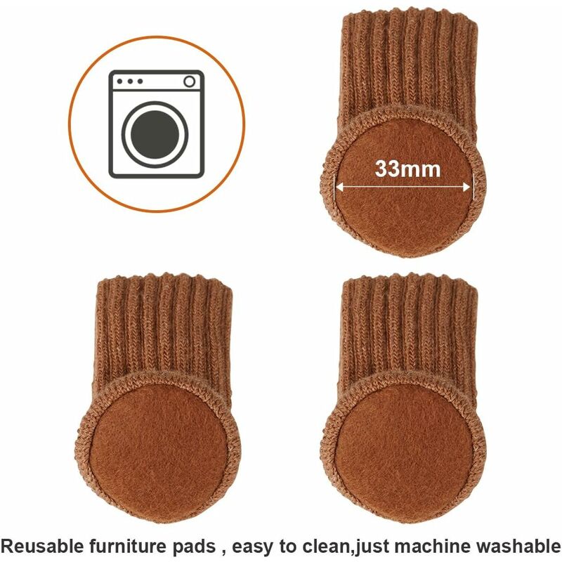 24 Pairs Non-Slip Knitted Furniture Socks For Chair Legs, Prevent Scratches And Reduce Noise, Move Easily, Brown - Image 3