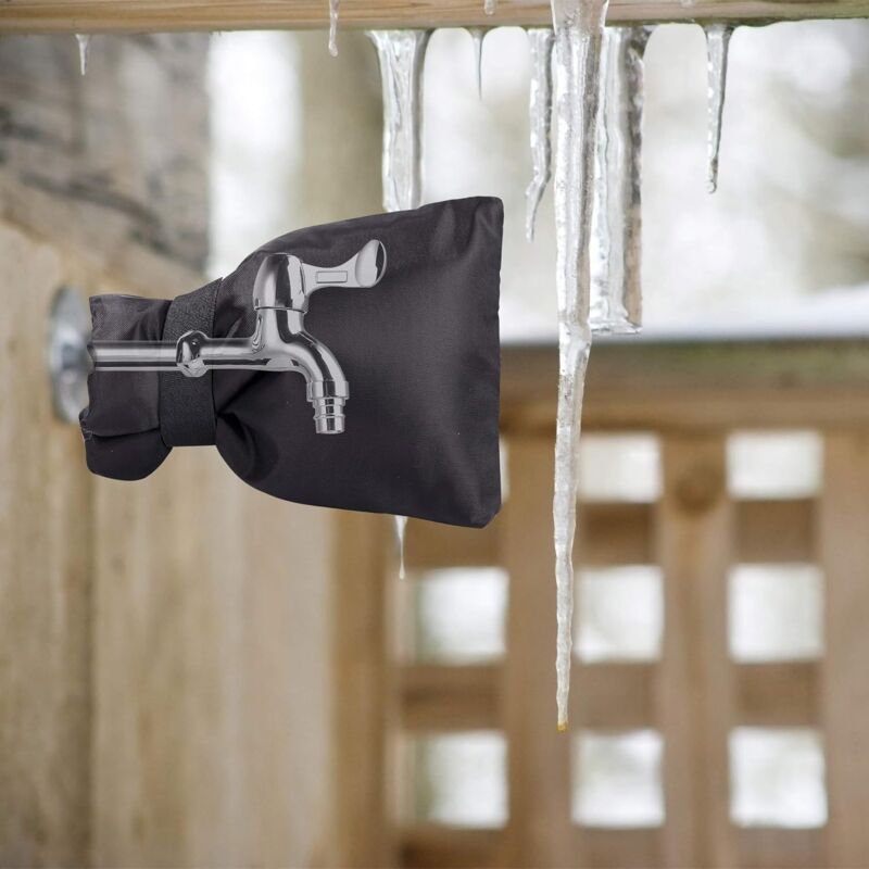 Outdoor Faucet Cover Antifreeze Faucet Protection Cover Wind Resistant Waterproof For Winter Garden Black 2 pcs - Image 4