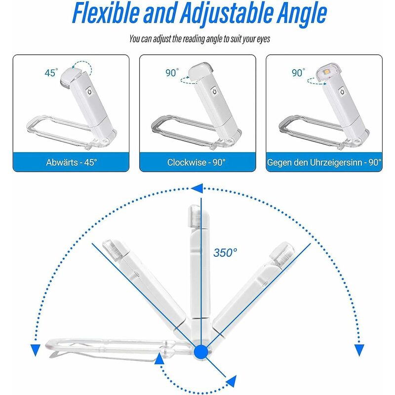 Reading Light, Clip-On Reading Lamp Usb Rechargeable, Flexible And Portable Clip-On Eye-Caring Light Compact And - Image 2