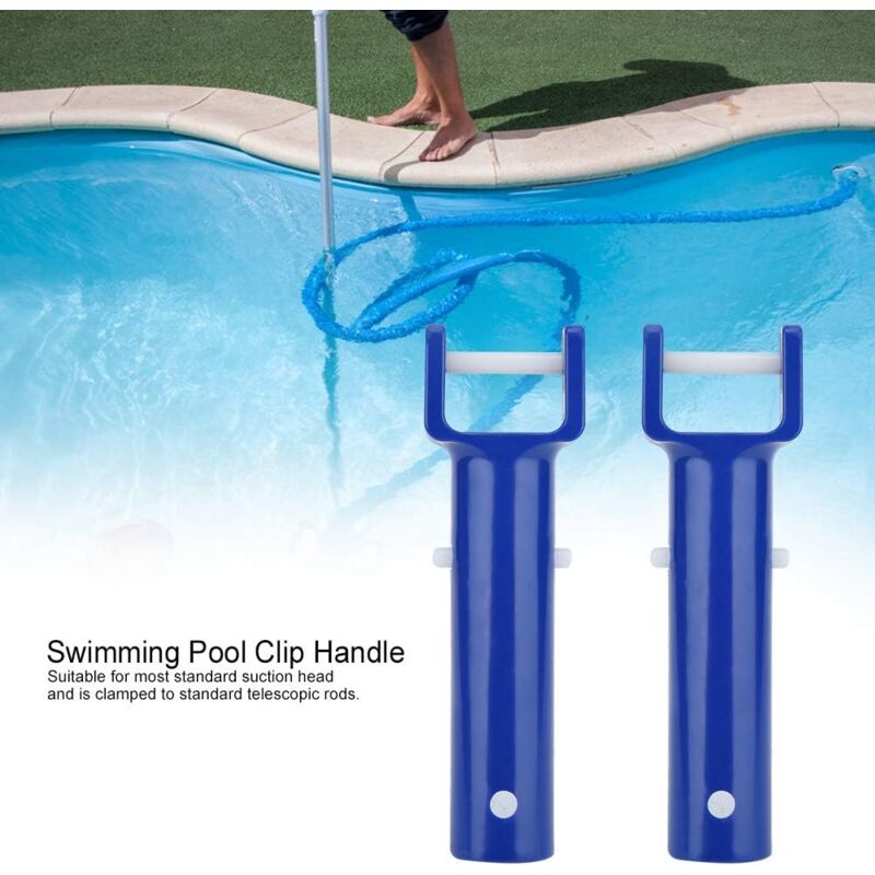 2 pcs V-Shaped Head Handle, Blue Swimming Pool V-Shaped Clip Brush Head Handle Replacement Pool Accessories - Image 3