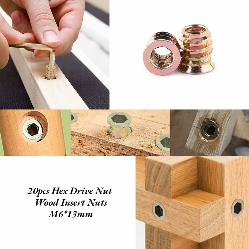 Pack Of 20 pcs M6/M8/M10 Zinc Alloy Threaded Hex Nut, Zinc Alloy Insert Nuts Assortment (M613Mm) - Image 3