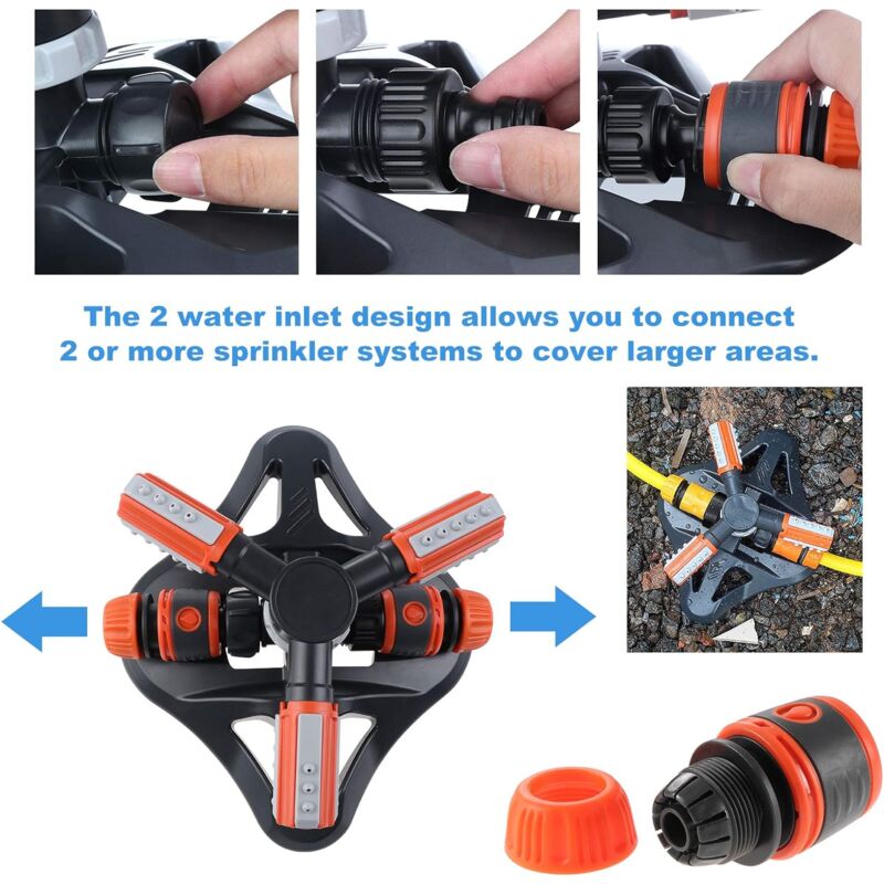 Garden Sprinkler, 360° ROtating 3 Arm Automatic Lawn Sprinkler Watering Irrigation - Image 4