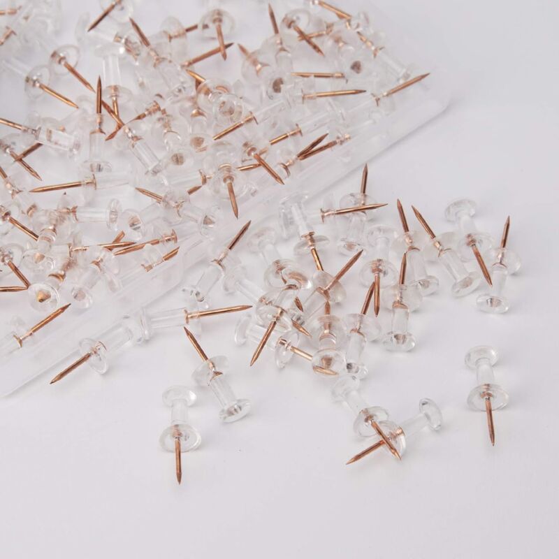 100 pcs Clear Plastic Head Push Pins, ROse Gold Push Pins, Wall Push Pins, Cork Board Push Pins, I-Shaped Pin For - Image 3