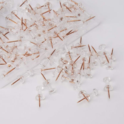 100 pcs Clear Plastic Head Push Pins, ROse Gold Push Pins, Wall Push Pins, Cork Board Push Pins, I-Shaped Pin For - Image 3