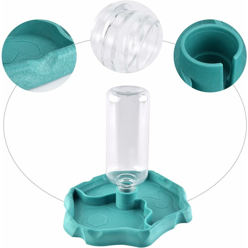 Reptile Water Dispenser, 2 In 1 Anti-Overflow Food Dispenser Bowl, Plastic Food Bowl For Tortoise Gecko - Blue - Image 2