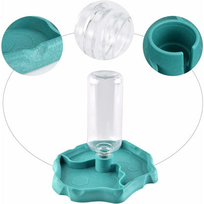 Reptile Water Dispenser, 2 In 1 Anti-Overflow Food Dispenser Bowl, Plastic Food Bowl For Tortoise Gecko - Blue - Image 2