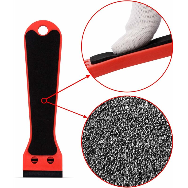 2 Plastic Scraper With 100 Squeegees, Long Handle Scrapers, For Removing Labels, Glue, Paint, Stickers And Decals, Red - Image 2