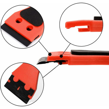 2 Plastic Scraper With 100 Squeegees, Long Handle Scrapers, For Removing Labels, Glue, Paint, Stickers And Decals, Red - Image 4