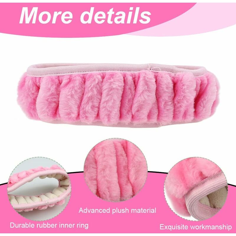3 pcs Car Steering Wheel Cover Anti-Slip Elastic Pink Plush Universal Car Steering Wheel Cover With Handbrake And Gear - Image 2