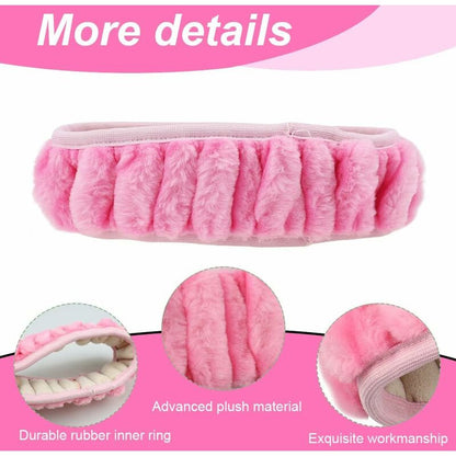 3 pcs Car Steering Wheel Cover Anti-Slip Elastic Pink Plush Universal Car Steering Wheel Cover With Handbrake And Gear - Image 2