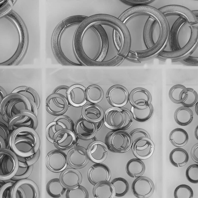 180 pcs 8 Size 304 Stainless Steel Spring Washer Assortment Kit, Spring Washers Kit M2.5 M3 M4 M5 M6 M8 M10 - Image 2