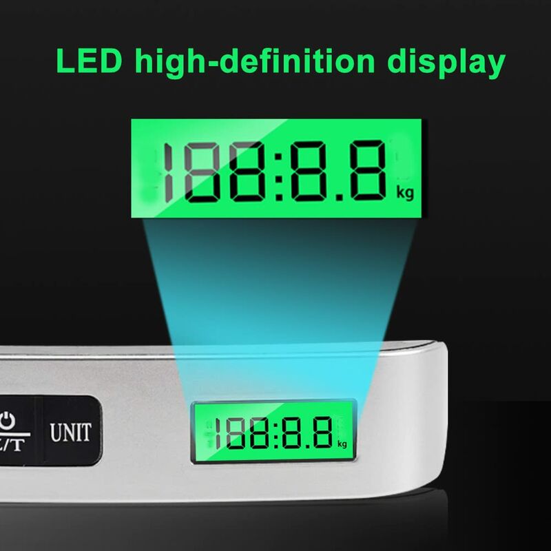 Travel Luggage Scale, Digital Luggage Scale For Suitcase With Temperature Reading 50Kg Capacity (Silver) - Image 3