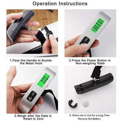 Travel Luggage Scale, Digital Luggage Scale For Suitcase With Temperature Reading 50Kg Capacity (Silver) - Image 4