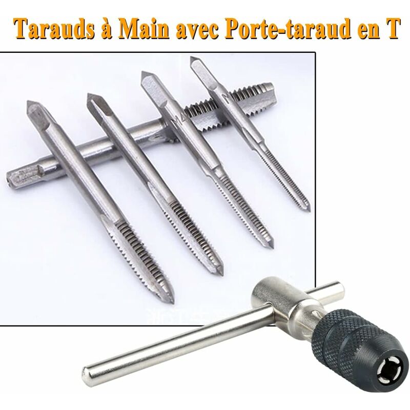 5 pcs Metric Hand Straight Flute Taps Assortment M3 M4 M5 M6 M8 With 1Pc Adjustable Wrench, Steel Thread Tap Set With - Image 3