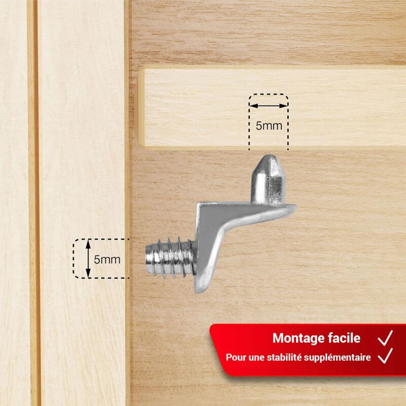 50 pcs Double Tenon Corner Brace Shelf Brackets - 5Mm Safety Shelf Brackets - Nickel Plated Zamak Shelf Support - Image 3