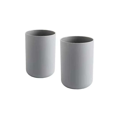 2 pcs Toothbrush Cups, Bathroom Toothbrush Holder, Mug, Plastic Cup 300Ml (Grey & Grey)