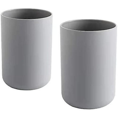 2 pcs Toothbrush Cups, Bathroom Toothbrush Holder, Mug, Plastic Cup 300Ml (Grey & Grey) - Image 2