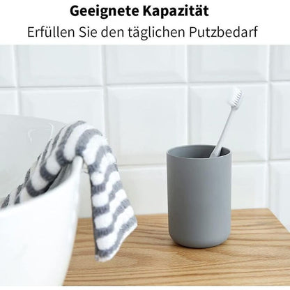 2 pcs Toothbrush Cups, Bathroom Toothbrush Holder, Mug, Plastic Cup 300Ml (Grey & Grey) - Image 3
