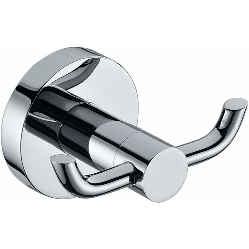 2 Pack Modern Polished Chrome Wall Hooks Solid Brass Double Towel Bar Bathroom Toilet Hat Clothes Wall Hanger Holder - Image 2