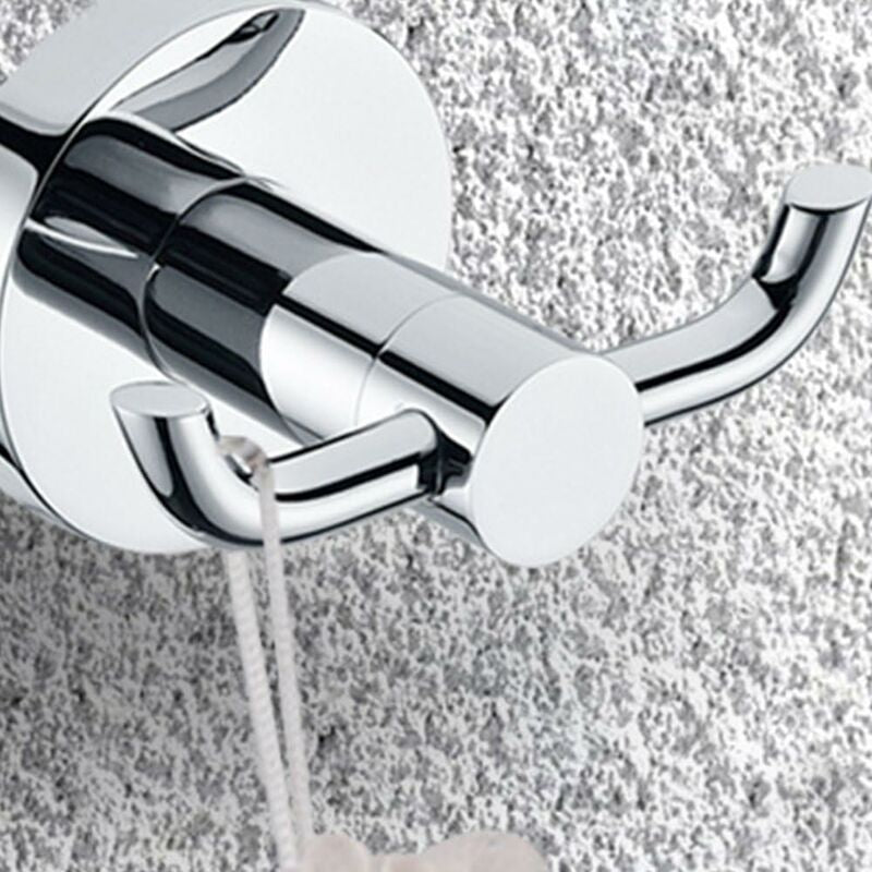 2 Pack Modern Polished Chrome Wall Hooks Solid Brass Double Towel Bar Bathroom Toilet Hat Clothes Wall Hanger Holder - Image 3