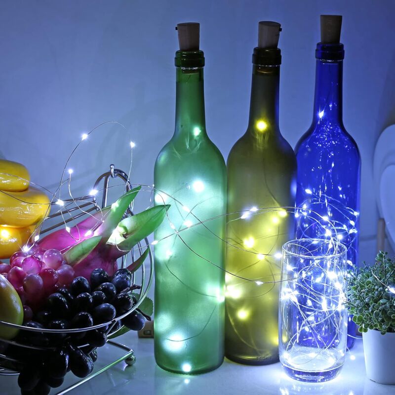 LED Bottle Lights 2M 20LEDs Bottle Lights, LED Bottle Stopper Light Waterproof Flexible Silver Wire Decoration For - Image 3