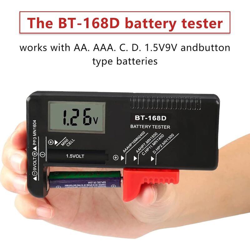 Digital Battery Tester, Universal Battery Tester, Battery Tester, For Aa, Aaa, C, D, Pp3, 9V, 1.5V, Button Cell - Image 2