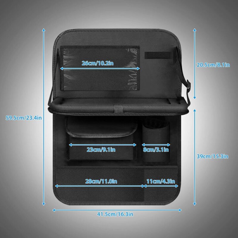 Car Organizer For Kids, Back Seat Protector With Clear Pocket, Organizer With Tray And Phone/Ipad Pocket(Black) - Image 3