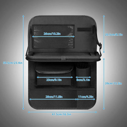 Car Organizer For Kids, Back Seat Protector With Clear Pocket, Organizer With Tray And Phone/Ipad Pocket(Black) - Image 3