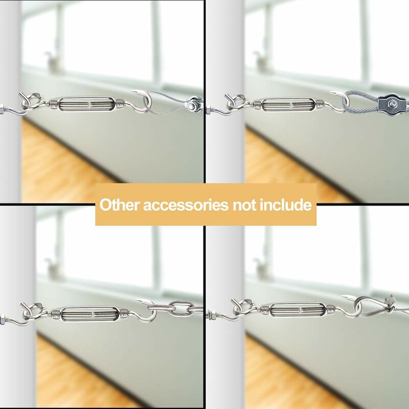 6 pcs Wire Tensioner M4 Stainless Steel Adjustable Turnbuckle Hook And Eye Set Heavy Duty - Image 4