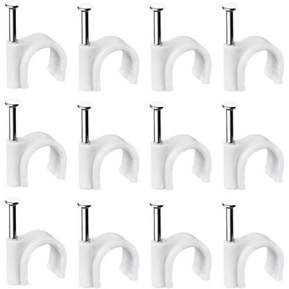 400 pcs Steel Cable Clips Wall Mounted - Various  - Strong - Durable - White - ROund - 400 6Mm - Cable Management