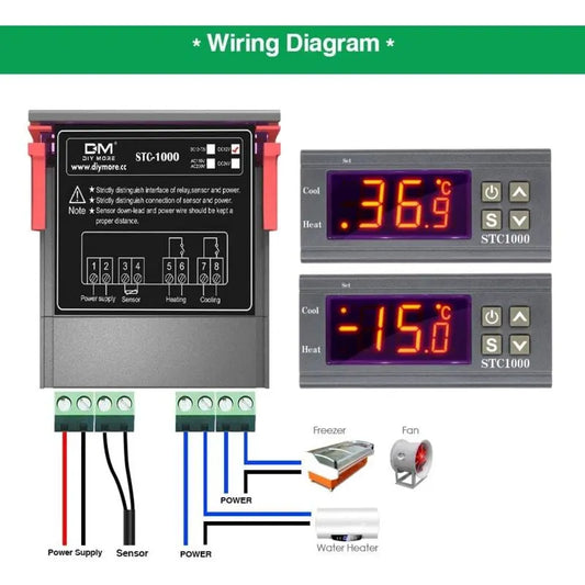 Stc-1000 Temperature Controller, 12V 10A Multi-Purpose Digital Thermostat With Ntc Probe For Fermentation Hatch, - Image 2