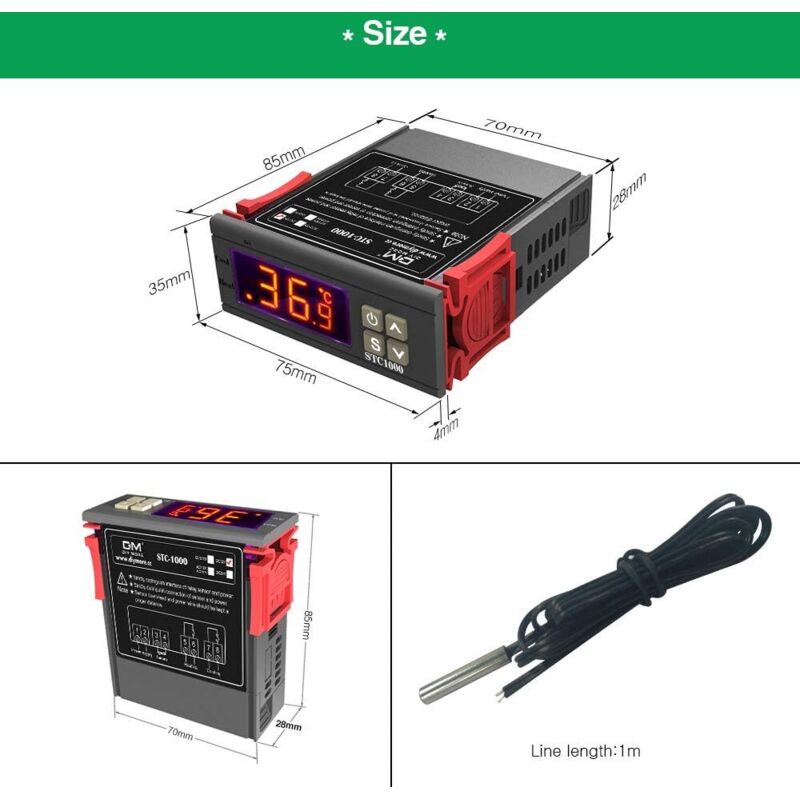 Stc-1000 Temperature Controller, 12V 10A Multi-Purpose Digital Thermostat With Ntc Probe For Fermentation Hatch, - Image 4