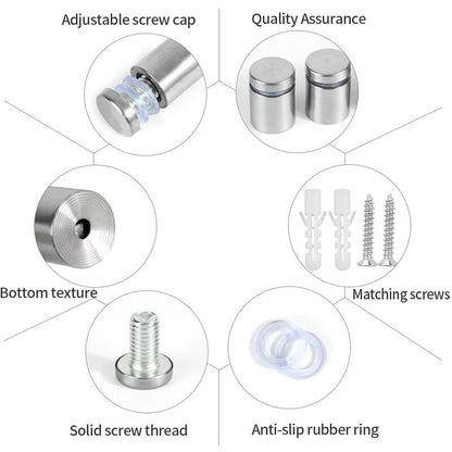 20 pcs Glass Standoffs, 19 X 25Mm Standoff Screws, Stainless Steel Wall Mount For Advertising Nails, For Plaques And - Image 2