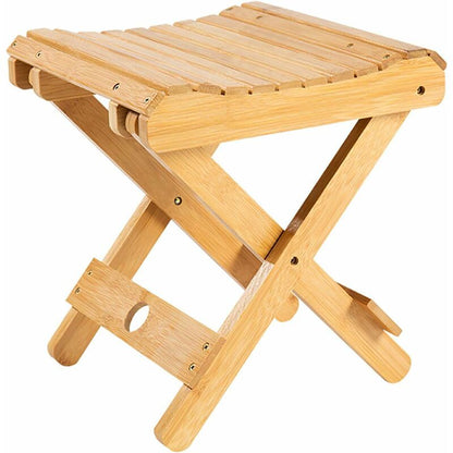 Solid Wood Folding Stool - Portable Stool For Home, Gaming, Fishing, Works In Bedrooms, Garden, Wood, 29X28X26 Cm