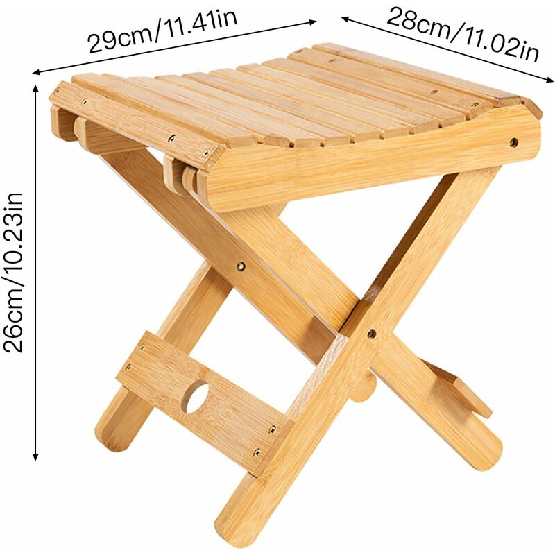 Solid Wood Folding Stool - Portable Stool For Home, Gaming, Fishing, Works In Bedrooms, Garden, Wood, 29X28X26 Cm - Image 2