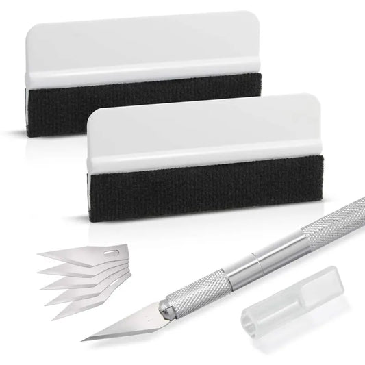 Car Accessories Squeegee Kit, With Felt Squeegee, Hobby Knife For Application Or Scraping With Cutter And Plastic