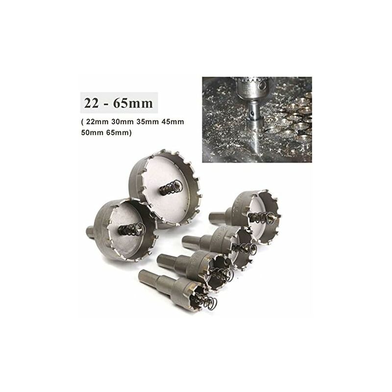 6 pcs Hss Tct Chainsaw Drill Bits Carbide Hole Opener, 22-65Mm - Image 4