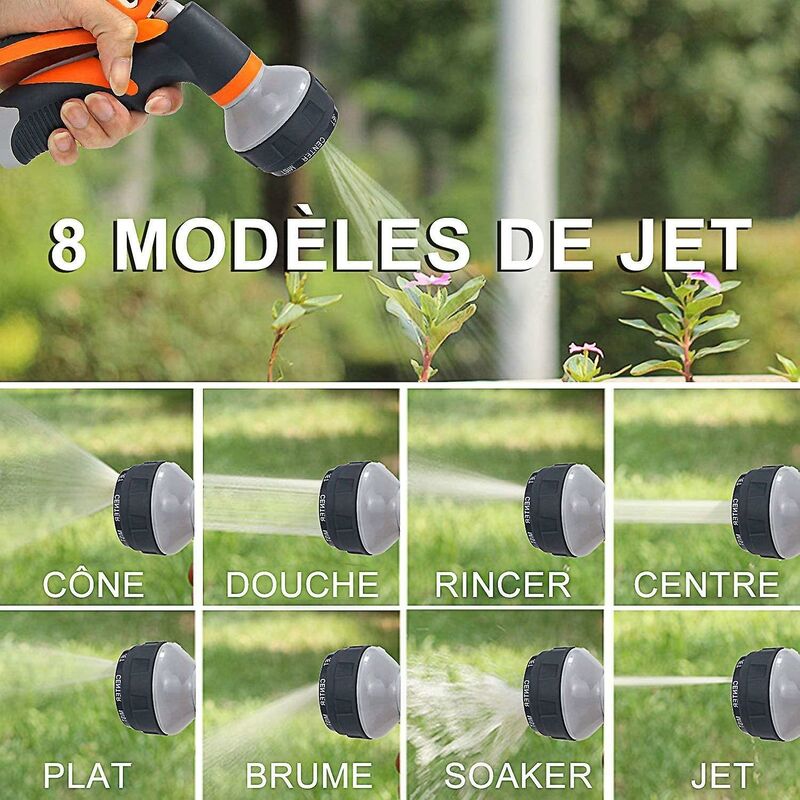 Garden Hose Nozzle, 8 Watering Modes Multifunctional Garden Sprayer, Comfort Plastic Spray Gun, Ideal Car Wash, Lawn - Image 3