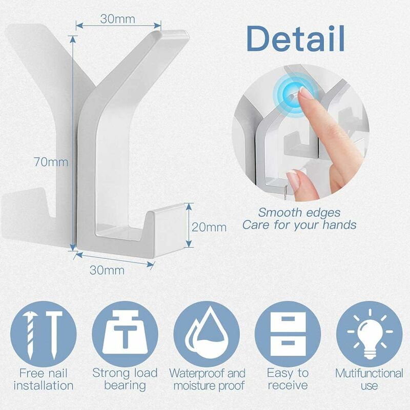 Self Adhesive Hooks Aluminum Wall Hook Waterproof Bathroom Towel And RObe Hooks For Kitchen Bathroom Closets 5 pcs - Image 2