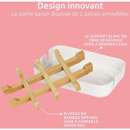 Compactor Soap Dish White, Eco-Friendly Bamboo, 100% Natural, 100% Biodegradable, 100% Plastic Free, 13 X 8.5 X 2.4Cm, - Image 2