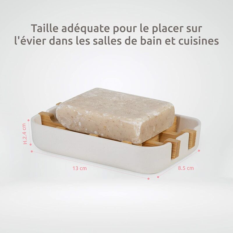 Compactor Soap Dish White, Eco-Friendly Bamboo, 100% Natural, 100% Biodegradable, 100% Plastic Free, 13 X 8.5 X 2.4Cm, - Image 3