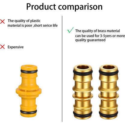 2 Pack Brass Garden Hose Connector For Garden Hose Tap (Double Male Brass Connector) - Image 4