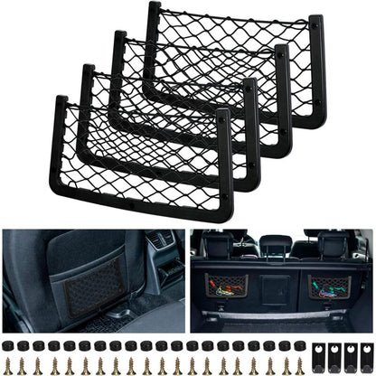 4 Pack Car Storage Net, Trunk Storage Net, Car Trunk Net, With Screws, Hook, Car Pocket Organizer Bag For Car, Rv,