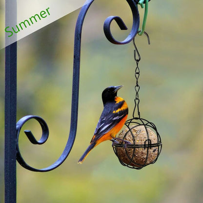 4 pcs Hanging Bird Feeders Metal Bird Fat Ball Holder Indoor Outdoor Black 7Cm Diameter Food Dispenser With 4 S-Shaped - Image 3