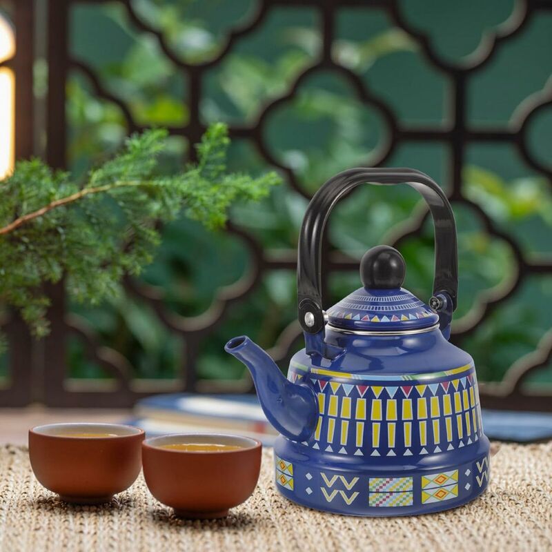Enamel Water Kettle 1.1L Enamel Teapots Vintage Stovetop Kettles Large Capacity Coffee Pots Boiling Kettle For Home - Image 2