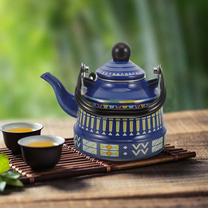 Enamel Water Kettle 1.1L Enamel Teapots Vintage Stovetop Kettles Large Capacity Coffee Pots Boiling Kettle For Home - Image 3