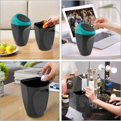 Mini Car Trash Can Plastic Waste Bin 16X8Cm Garbage Can Storage Container For Car Interior/Office/Home(Blue-Mini Trash - Image 4