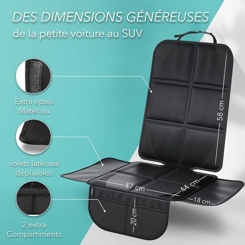 Car Seat Protector - For Car Seat - Premium Rear Seat Protector For Children - Isofix Compatible (Black) - Image 3