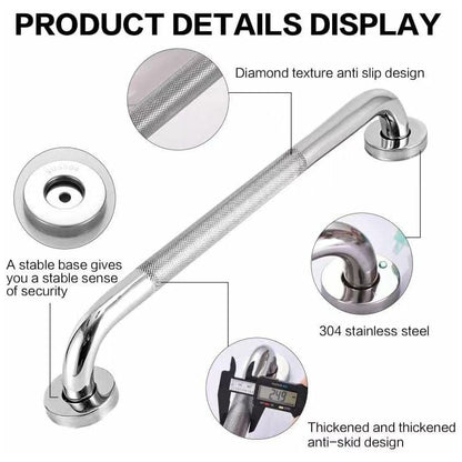 Bathroom Grab Bar, Sus 304 Stainless Steel Bathtub Handle With Non-Slip Grip, Toilet Grab Bar For - Image 4